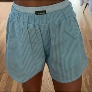 DAILY DRILLS DOUBLE BANDED POPLIN SHORTs Striped Cotton Spring Summer Loungewear